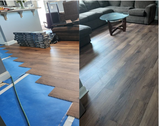 Luxury vinyl plank flooring installation transforming a Savannah, GA home before and after renovation