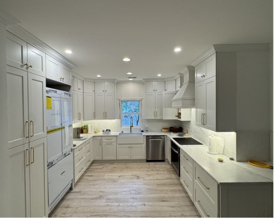 Kitchen lighting installation in Savannah, GA featuring recessed lighting, under-cabinet LED lighting, switches, and outlets